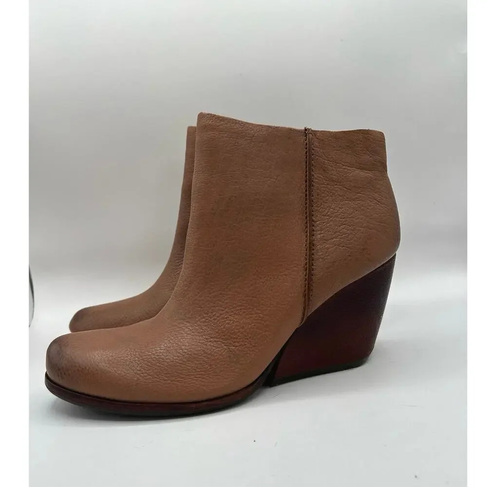 Kork Ease Women's Natalya Wedge Bootie Natural Brown Tan Camel Leather Sz 9.5 - Picture 2 of 13